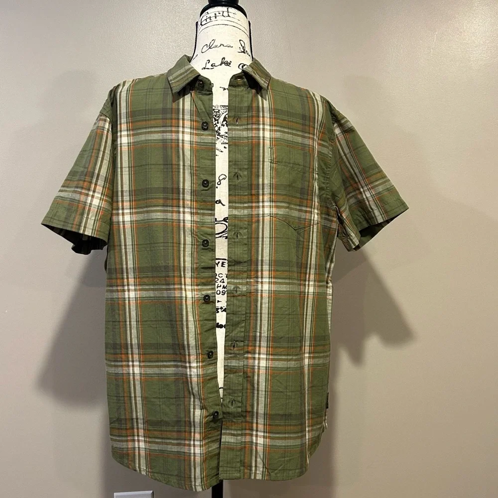 Prana Benton Plaid Green Iguana Button Down Shirt_2